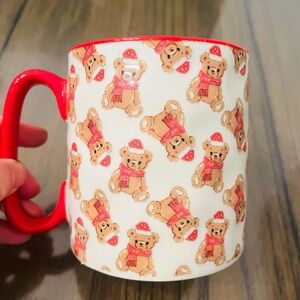 10 strawberry street Bear Pattern Mug with Red Handle